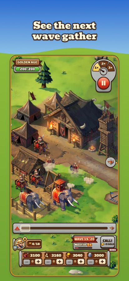 The enemy camp at its last stage, with war elephants and troops gathering before a wave